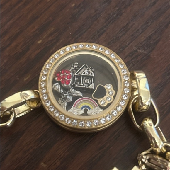 2 ORIGAMI OWL Gold Toned Chain Bracelet With Charms - Picture 6 of 8